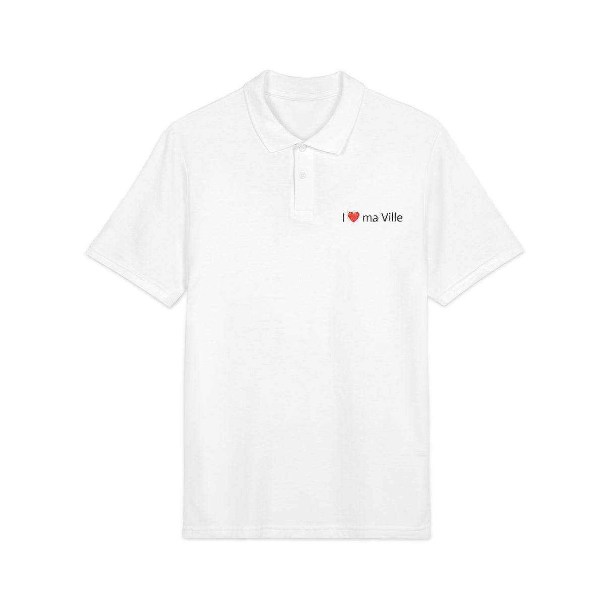 Polo Shirt "I ❤️ ma Ville"  — Classic White Pique